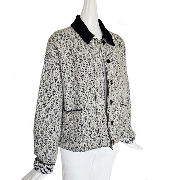 SANDRO BLACK/WHITE JAZY METALLIC TWEED JACKET (3) - Picture 3 of 11